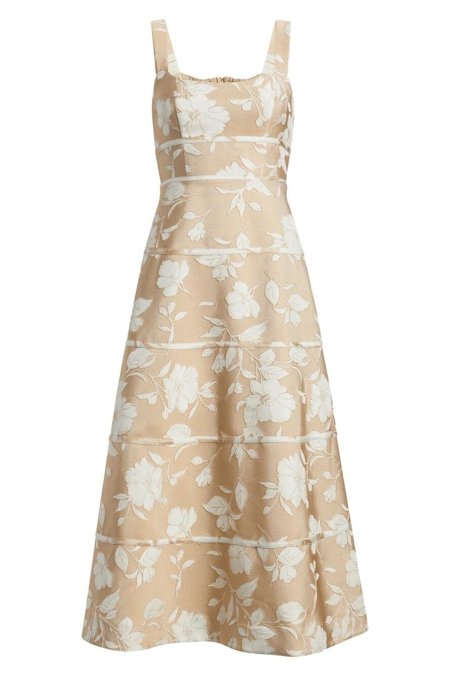 Anne Klein Floral Jacquard A-Line Sleeveless Midi Dress - 8